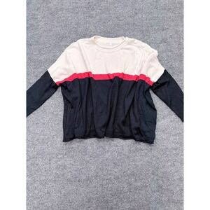 Mersea Womens One Size Colorblock Shoulder Button Nautical Knit Sweater Navy Red